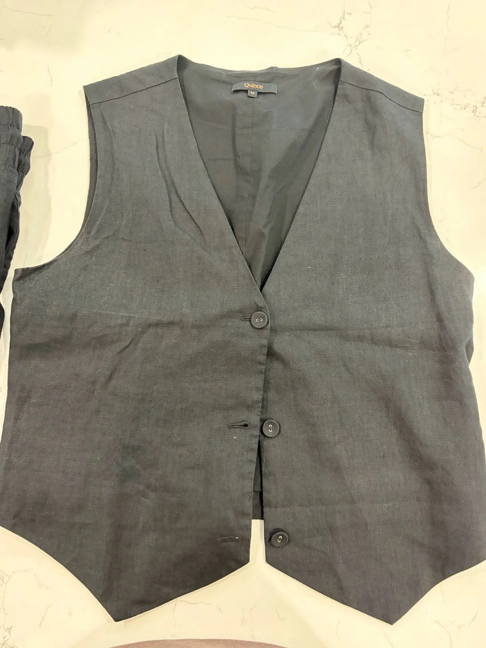 Quince Women’s Black Linen Blend Vest & Pants Outfit - Picture 2 of 7
